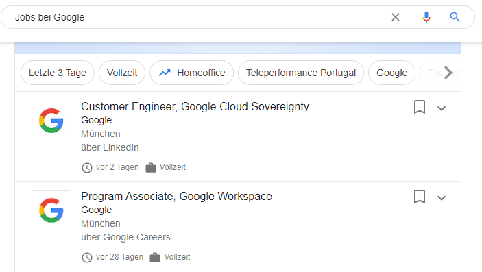 Jobs bei Google for Jobs